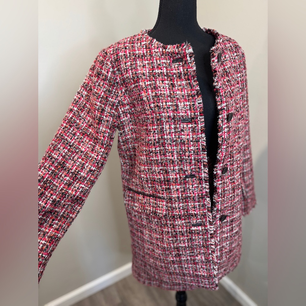 Talbots Tweed Jacket Skirt Set Pink Boucle Preppy Chic Size 6 NEW WITH TAGS - Picture 5 of 15